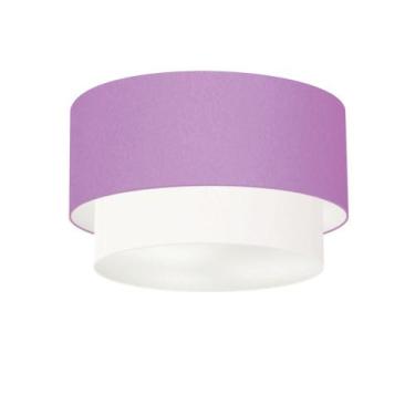 Imagem de Plafon Duplo Cilíndrico Vivare Md-3045 Cúpula Tecido 40x35cm - Bivolt,