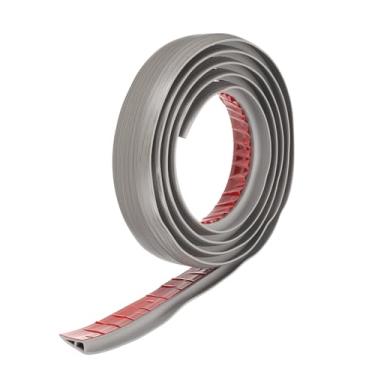 Imagem de HARFINGTON Faixa de transição de piso 5 cm 3 m Tapete de PVC autoadesivo para azulejo Acabamento de borda de transição Tira de cobertura para pisos irregulares Altura 10 mm, grão de madeira cinza