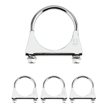 Imagem de QWORK Silenciador de Parafuso Em U de Aço Inoxidável/Braçadeira de Escape (2,5" de Diâmetro), Gancho de Escape de Ponta de Silenciador de Parafuso Em U de 4 Pacotes