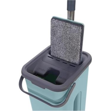 Imagem de Genérico Mop Flat Rodo Esfregão E Balde Lava E Seca Profissional + 2 Refil - Linha Limpeza Pesada