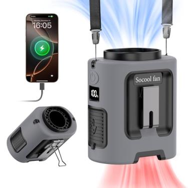 Imagem de Socool Clipe de ventilador de cintura portátil - no cinto vestível ventilador pessoal 5000 mAh recarregável operado por bateria, 4 velocidades e 13000 RPM, ventilador de pescoço mãos livres,