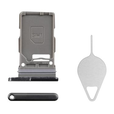 Imagem de BESJMYT Substituição para bandeja de cartão SIM Samsung Galaxy S21 Ultra 5G (versão SIM único) Adaptador de suporte de compartimento para cartão Phantom Titanium com ejetor de agulha para S21 Ultra 5G