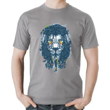 Imagem de Camiseta Algodão Leão Reggae - Foca na Moda, Cinza, GG
