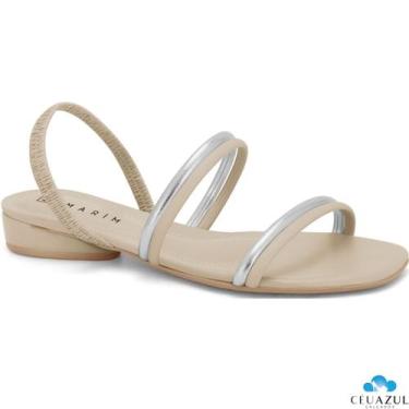 Imagem de Sandália Feminina Ramarim Saltinho Tira Metalizada Conforto, Plus meta
