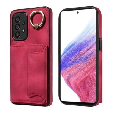 Imagem de Capa de couro para carteira Ring Hoder Card Solt para Samsung Galaxy S23 Ultra S22 Plus A54 a14 A24 A34 A54 A53 A23 Kickstand Phone Case, vermelha, para Galaxy A23 (A23 5G)