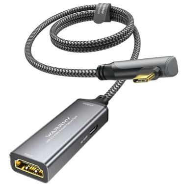 Imagem de WARRKY Placa de captura de vídeo com entrega de energia de 100 W e USB-C de ângulo reto | HD 1080p 60Hz | Placa de captura de streaming projetada para Quest 3/iPad, compatível com Switch, PS5, PS4