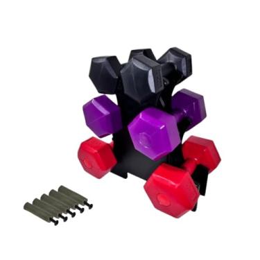 Imagem de Conjunto De Halteres Com Pesos De 1KG Até 3KG 3 Pares De Peso No Formato Hexagonal Serve Para Academia Treinos Exercícios Em Geral