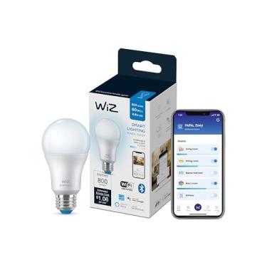 Imagem de Lâmpada inteligente LED WiZ 60W A19 Daylight - Pacote com 1 - E26- Interior - Conecta-se ao seu Wi-Fi existente - Controle com voz ou aplicativo + Ative com movimento - Compatível com matéria
