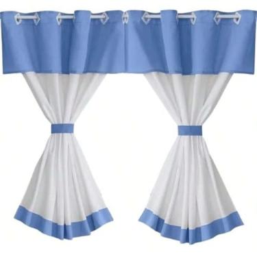 Imagem de Cortina De Cozinha Com Bandô 2.00x1.40 Jra (AZUL)