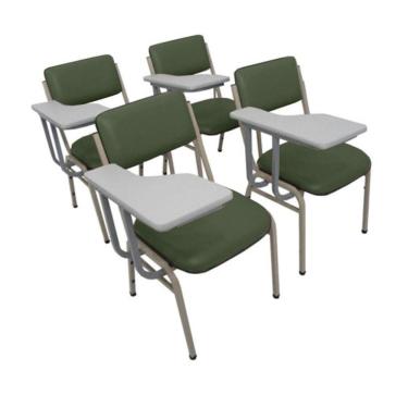 Imagem de Kit com 4 Cadeiras Escolar Universitária para Auditórios Linha Hotel Smart Verde