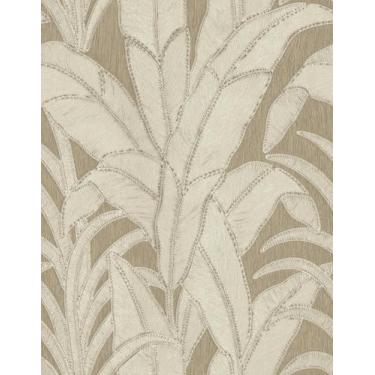 Imagem de Papel de Parede Adesivo Folhagem Bege Creme Decoração Moderna Quarto -