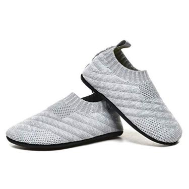 Imagem de Sapato infantil para meninos e meninas com meias para usar em casa e em casa, para crianças pequenas, leve, para uso interno, Grey20001, 12-13.5 Little Kid