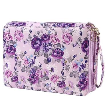 Imagem de Lbxgap Estojo organizador portátil colorido com 200 compartimentos com estampa para lápis de aquarela Prismacolor, lápis de cor Crayola, lápis Marco