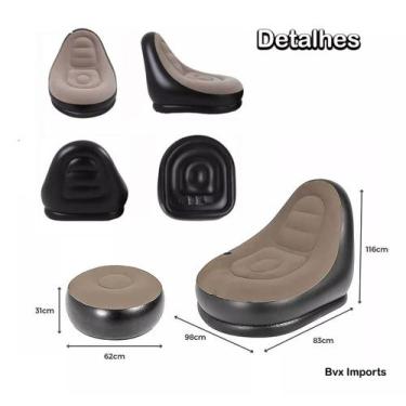 Imagem de Poltrona Inflável Ultra Lounge Com Pufe Sofá Espreguiçador Ultima Gera