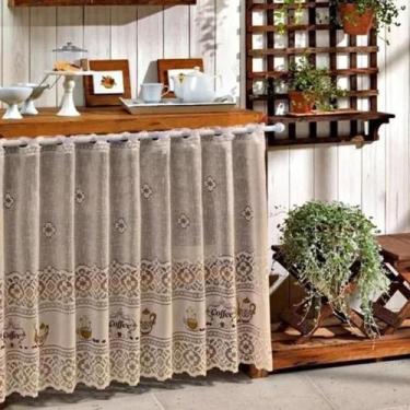 Imagem de Cortina De Renda Para Pia Cozinha Balcão 2.00x0.80 Nude Café - Interla