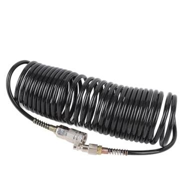 Imagem de Ar Em Espiral Mangueira 1/4 de Polegada ID 16,4 Pés de Comprimento PE Compressor de Ar de Cobre Mangueira Não Emaranhado Anti Torção Leve Ar Comprimido Mangueira Conexão Rápida