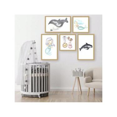 Imagem de Kit 5 Placas Quadros Decorativos Quarto Baby Infantil 70x90 - NoBrand,