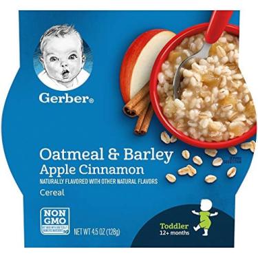 Imagem de Gerber Baby Cereal, Aveia e Cevada, Canela de Maçã, Bandejas de autoalimentação de 4,5 onças (Pacote de 8)