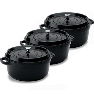 Imagem de Conjunto Caçarola Hercules Cerâmica Preto 6,8L (x3)