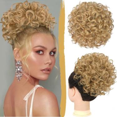 Imagem de PEACOCO Extensão De Rabo De Cavalo Curto Cacheado E Bagunçado, Coque Com Elástico E Cordão Solto, Peças De Cabelo Para Mulheres Com Cabelo Ralo, Extensão De Coque De Fibra Sintética De Alta Temperat