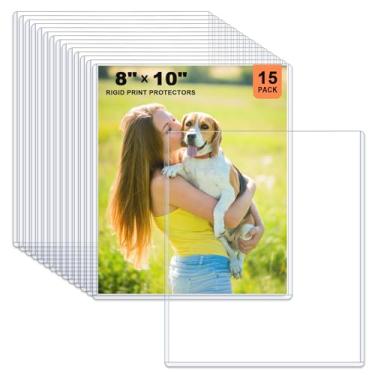 Imagem de Ndsox Pacote com 15 protetores de impressão rígidos de 20,3 x 25,4 cm, protetores de folhas de plástico rígido transparente com carregamento superior para fotografias, papéis fotográficos, pôsteres