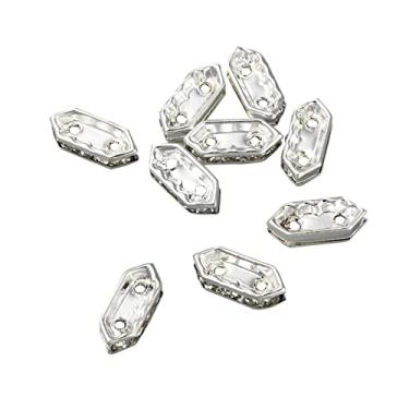 Imagem de Spritewelry 100 peças espaçadores de ponte de strass de latão do Oriente Médio, contas de strass transparentes, cor dourada, hexágono, espaçador, contas, conectores de elos de barra para colar
