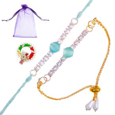 Imagem de Tarini Gallery Conjunto de 2 Rakhi e Lumba para Brother Bhaiya Bhai Bhabhi Raksha Bandhan Thread Roli Chawal Embalagem de Presente, One Size, Plástico, Sem Pedra Preciosa