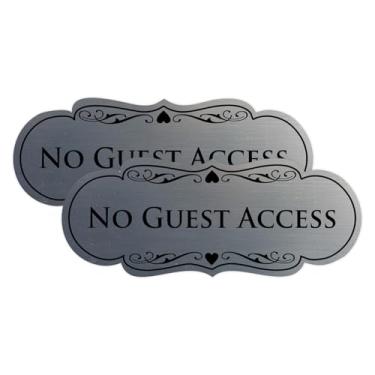 Imagem de All Quality Placa de designer sem acesso para convidados - Plástico durável e fácil instalação | Ideal para restaurantes, bares, hotéis e Airbnb - Prata - Pequena (pacote com 2)