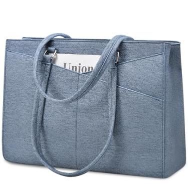 Imagem de Bolsa feminina para notebook LOVEVOOK, bolsa de ombro para notebook de 15,6 polegadas, azul jeans