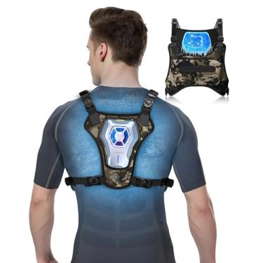 Imagem de THOUSTA Ventilador portátil de uso recarregável, colete de resfriamento leve, ar condicionado traseiro com fluxo de ar de resfriamento, roupas de resfriamento perfeitas para viagens, esportes