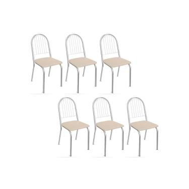 Imagem de Kit 6 Cadeiras de Cozinha Noruega 2C077 6 Un Cromada/Nude 16 - Kappesberg