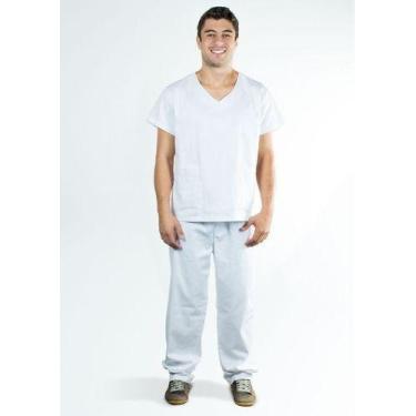 Imagem de Pijama Cirúrgico Masculino Hospitalar Oxford Secagem Rápida - Dona Moç