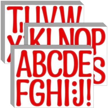 Imagem de Bemeol Adesivos de letras de 10 cm, 42 folhas, adesivos autoadesivos autoadesivos para quadros de avisos, sala de aula, decoração de casa (vermelho)