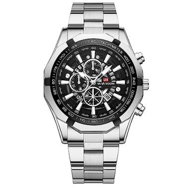 Imagem de CIADAZ Relógios masculinos de luxo, relógio de pulso de quartzo, relógio casual de negócios, relógio luminoso de moda, relógio de aço inoxidável, relógio à prova d'água