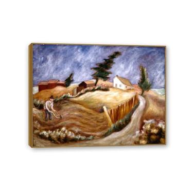 Imagem de Zeichn8u Jackson Pollok pinturas famosas arte de parede em tela homem com arado manual impressões em tela arte para decoração de parede de sala de estar 40 x 30 cm (16 x 12 pol) moldura de teca