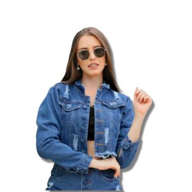 Imagem de Jaqueta jeans feminina curta - Ninas Boutique, Azul, Escuro, P