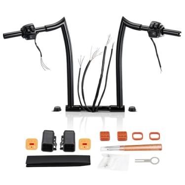 Imagem de TIGERSGATE Cabide de macaco pré-cabeado de 40,6 cm para Sportster Dyna Softail Road King 1996-2006 Guidão de 3,8 cm Diâmetro da braçadeira de 2,5 cm (Cabos CAN-Bus e seta pré-instalados e kit de