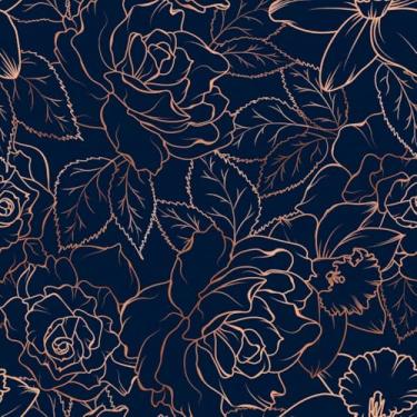 Imagem de Papel de Parede Adesivo Lavável Floral Azul 5m