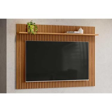 Imagem de Painel Quarto p/ TV até 75 Pol Genova c/ 1 Prateleira 200x130cm Nature Fosco - Linea Brasil