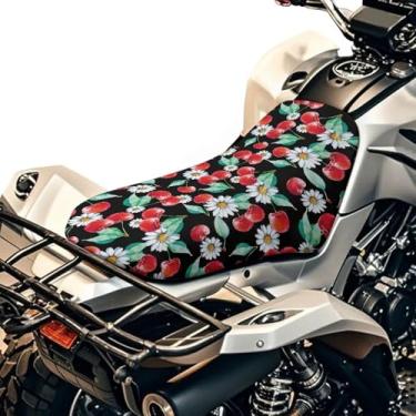Imagem de Whosucclay Capa de assento para quadriciclo Red Cherry à prova d'água universal quatro rodas acessórios para quadriciclo compatível com Polaris Sportsman 570 450 850, Polaris Scrambler 400 500 850