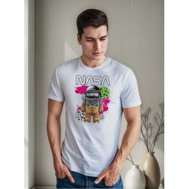 Imagem de Camiseta Masculina Manga Curta Em Algodão Nasa - mistermah, Branco, GG