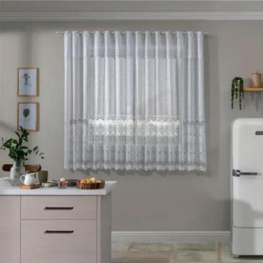 Imagem de Cortina Para Cozinha Interlar 2,20x1,20 Cm Renda Arabesco Cor Branco