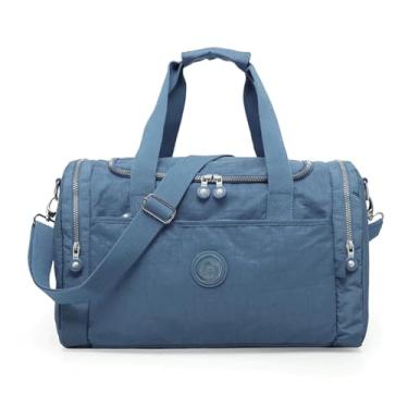 Imagem de Bolsa De Mão Mala Dobrável Academia Praia Dia A Dia Esportiva Viagem Feminina Masculina(Azul Claro)