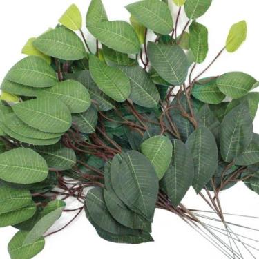 Imagem de 12 Galhos Decoração Arranjo Fícus Artificial Planta Decorativa 42cm - 
