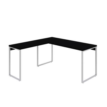 Imagem de Mesa Em L Kuadra Diretor 150x150x75cm Preto ônix - Est.branca Preto ônix - Est.branca