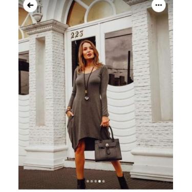 Imagem de Vestido mullet com manga  longa - Neide modas , Cinza, M