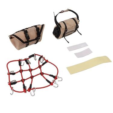 Imagem de Domary Rede de Bagagem de Telhado, Mini Decoração de Bolsa de Bagagem para 1/18 Trx4m, 1/24 Carros Rc Scx24, Com Simulação Look (Vermelho)
