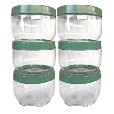 Imagem de Potes Organizadores com Tampa Verde, 530ml, 6 Unidades, 10,8x8,2cm, Empilháveis