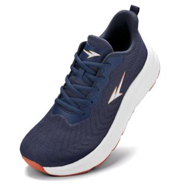 Imagem de KEEZMZ Tênis De Corrida Masculino Com Biqueira Larga, Casual Para Caminhada, Confortável, Esportivo, Academia, Treino, Sola Macia, Azul Laranja