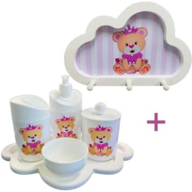Imagem de Kit Higiene Bebê Ursinha Princesa + Cabideiro Infantil Nuvem - Senior,